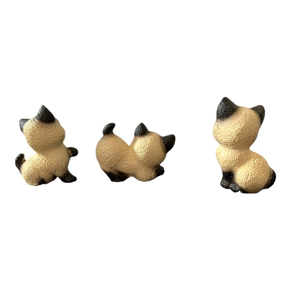 Lot of 3 Vintage Harvey Knox Siamese Kitty Cats Global Art Figurine - Picture 6 of 10